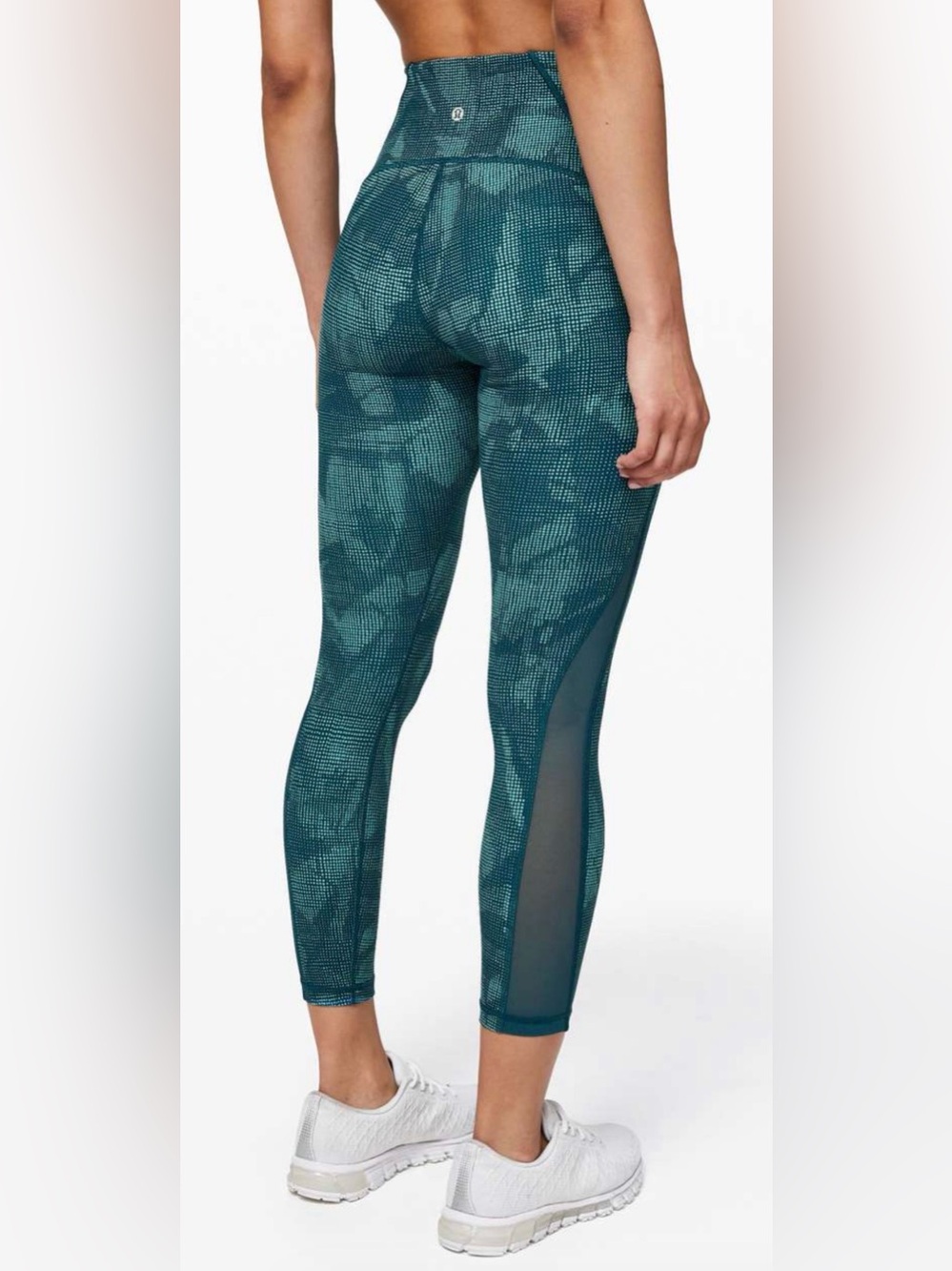 Lululemon Train Times Pant Mesh 25" illusion Tidal Teal Blue Green Bermuda Sz 4